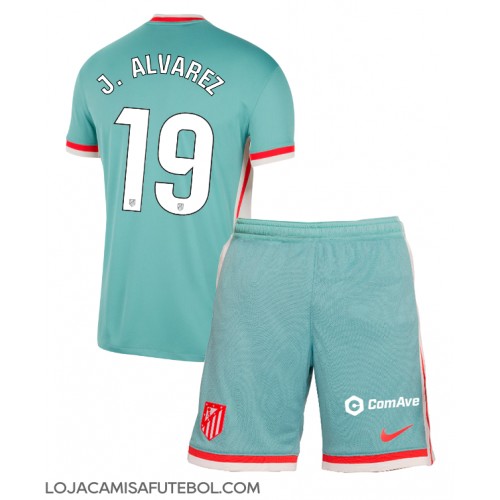 Camisa de Futebol Atletico Madrid Julian Alvarez #19 Equipamento Secundário Infantil 2024-25 Manga Curta (+ Calças curtas)